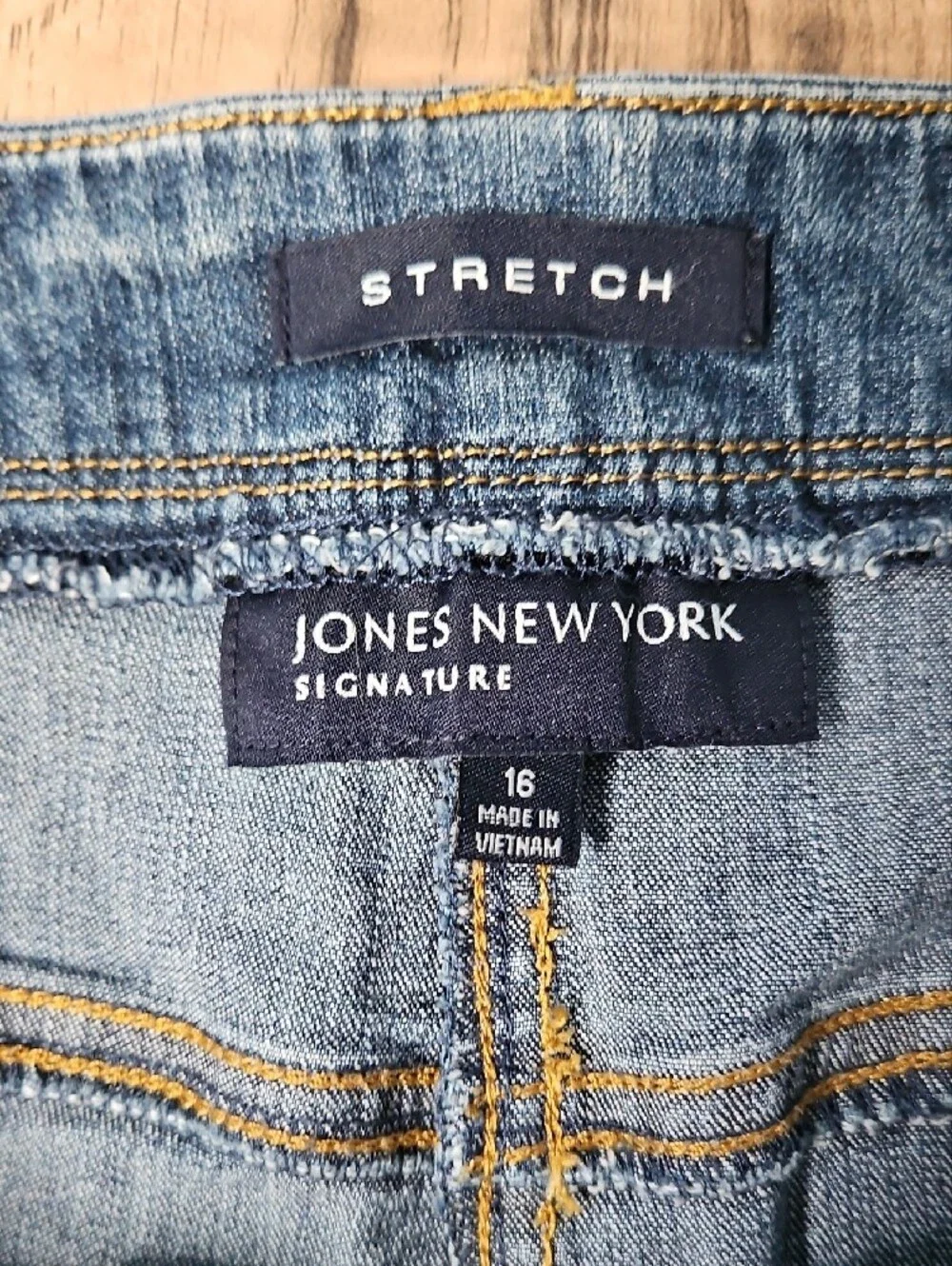 Jones New York Classic Women's Wide-Leg Jeans in Dark Blue Stretch 16
